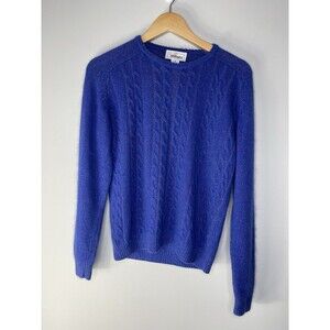VTG Worthington Sweater Silk Angora Lambswool Blend Blue Size M Preppy Classic